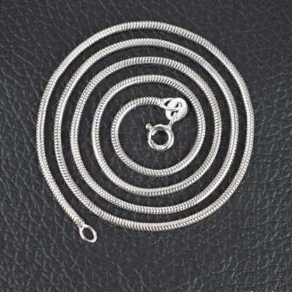 Classic 925 Sterling Silver Round Snake Chain Necklace