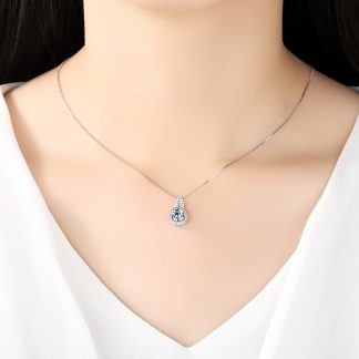 Trendy A Shape Round CZ 925 Sterling Silver Necklace