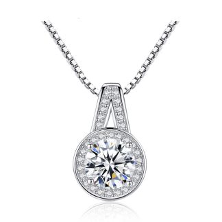 Trendy A Shape Round CZ 925 Sterling Silver Necklace