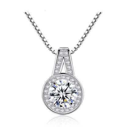 Trendy A Shape Round CZ 925 Sterling Silver Necklace