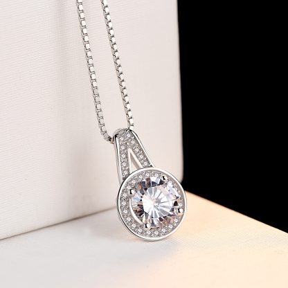 Trendy A Shape Round CZ 925 Sterling Silver Necklace