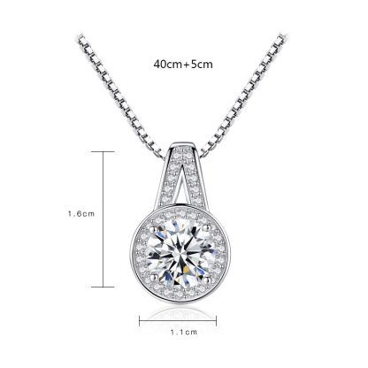 Trendy A Shape Round CZ 925 Sterling Silver Necklace
