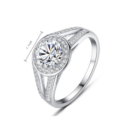 Simple CZ Round Disc 925 Silver Ring