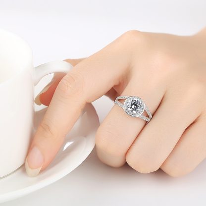 Simple CZ Round Disc 925 Silver Ring