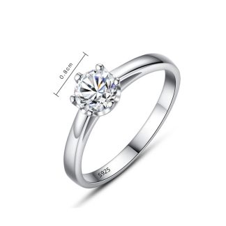 Simple Round CZ 925 Sterling Silver Ring