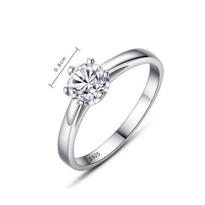 Simple Round CZ 925 Sterling Silver Ring