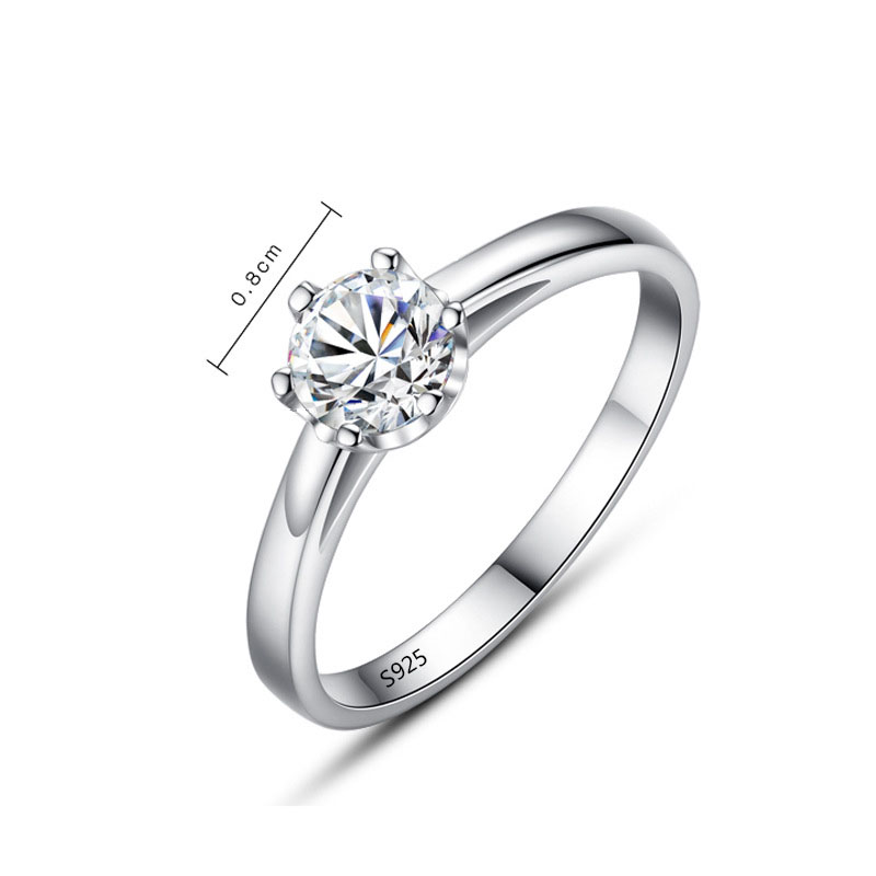 Simple Round CZ 925 Sterling Silver Ring