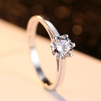 Simple Round CZ 925 Sterling Silver Ring