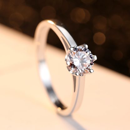 Simple Round CZ 925 Sterling Silver Ring
