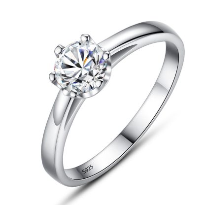 Simple Round CZ 925 Sterling Silver Ring