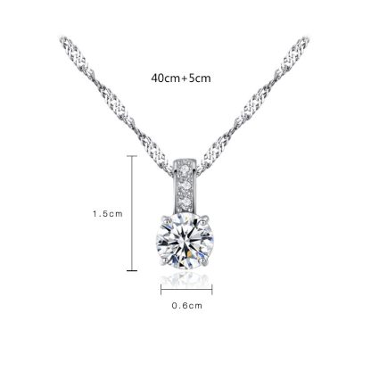 Simple Round CZ 925 Sterling Silver Necklace