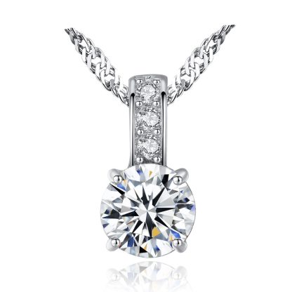 Simple Round CZ 925 Sterling Silver Necklace