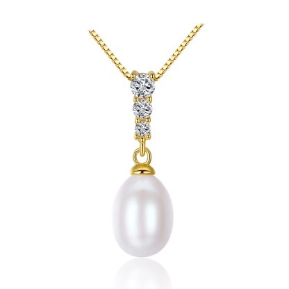 CZ Waterdrop Natural Pearl 925 Silver Necklace