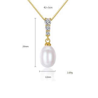 CZ Waterdrop Natural Pearl 925 Silver Necklace