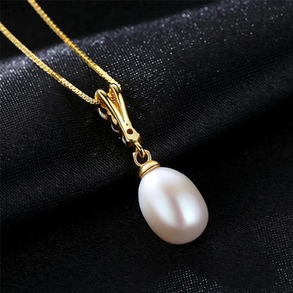 CZ Waterdrop Natural Pearl 925 Silver Necklace