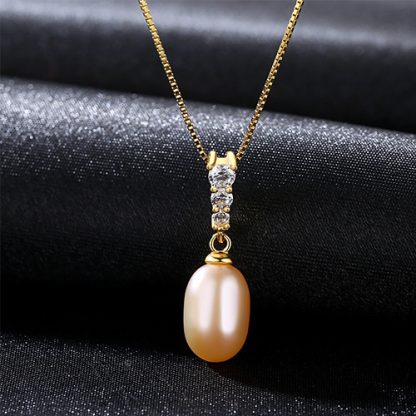 CZ Waterdrop Natural Pearl 925 Silver Necklace