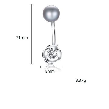 Rose Flower Natural Pearl 925 Silver Dangling Earrings