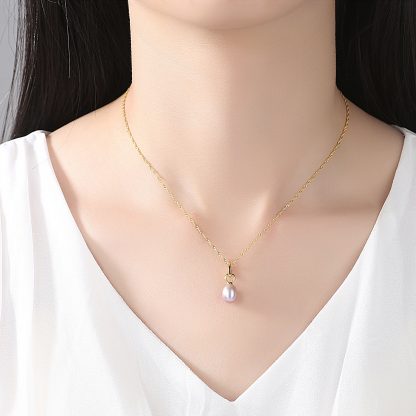 Simple Natural Pearls 925 Silver Necklace