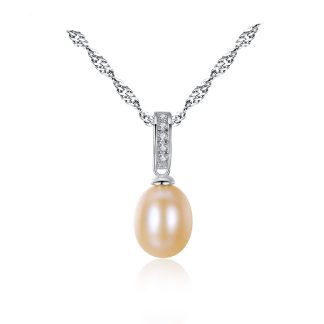 Waterdrop Natural Pearl CZ 925 Silver Twisted Hollow Necklace