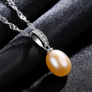 Waterdrop Natural Pearl CZ 925 Silver Twisted Hollow Necklace