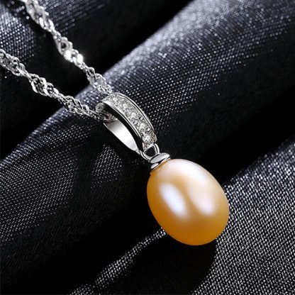 Waterdrop Natural Pearl CZ 925 Silver Twisted Hollow Necklace