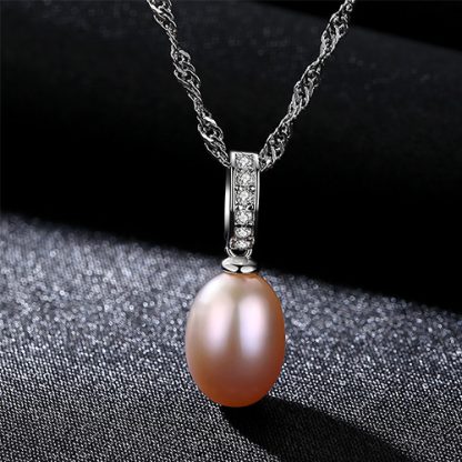 Waterdrop Natural Pearl CZ 925 Silver Twisted Hollow Necklace
