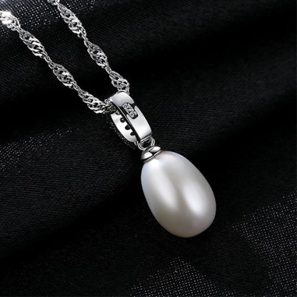 Waterdrop Natural Pearl CZ 925 Silver Twisted Hollow Necklace