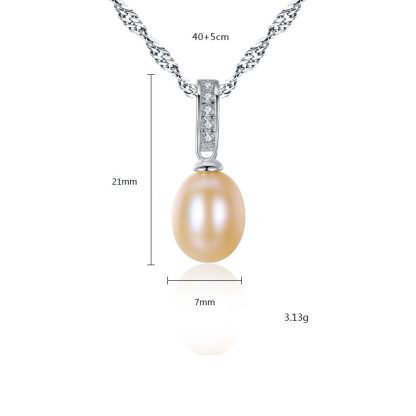 Waterdrop Natural Pearl CZ 925 Silver Twisted Hollow Necklace