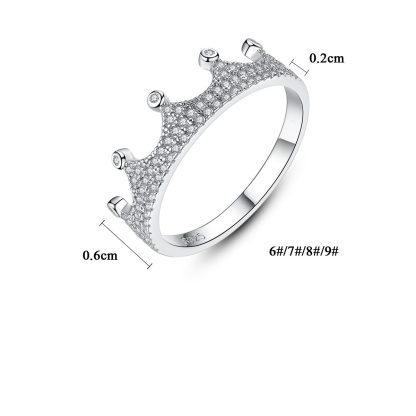 Beautiful CZ Crown 925 Sterling Silver Ring Women
