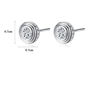 Simple Round CZ 925 Sterling Silver Studs Earrings