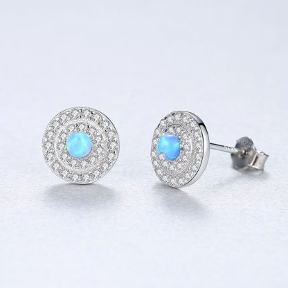 Office Created Opal CZ Round Disc 925 Sterling Silver Stud Earrings