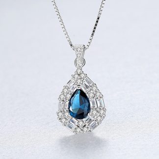 Beautiful CZ Waterdrop 925 Sterling Silver Necklace