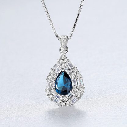 Beautiful CZ Waterdrop 925 Sterling Silver Necklace