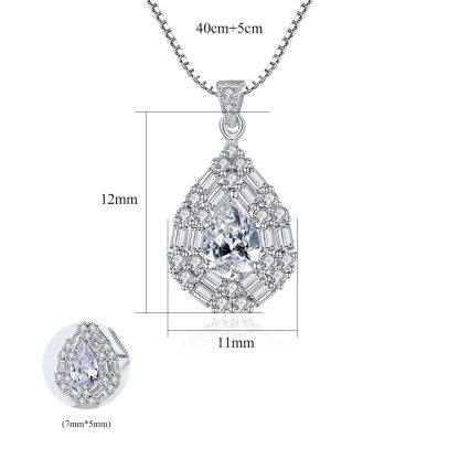 Beautiful CZ Waterdrop 925 Sterling Silver Necklace