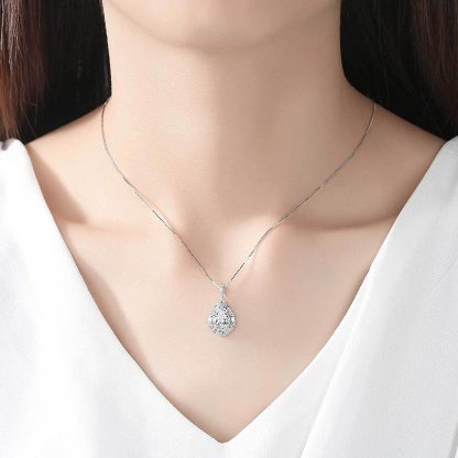 Beautiful CZ Waterdrop 925 Sterling Silver Necklace