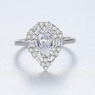 Honey Moon Waterdrop CZ 925 Sterling Silver Ring