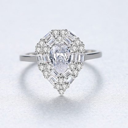 Honey Moon Waterdrop CZ 925 Sterling Silver Ring