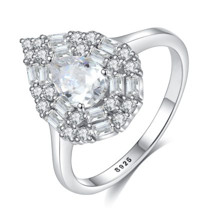 Honey Moon Waterdrop CZ 925 Sterling Silver Ring