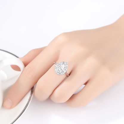 Honey Moon Waterdrop CZ 925 Sterling Silver Ring