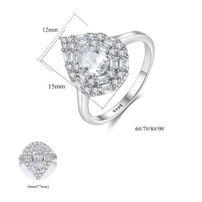Honey Moon Waterdrop CZ 925 Sterling Silver Ring