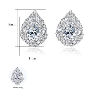 Beautiful CZ Waterdrop 925 Sterling Silver Studs Earrings