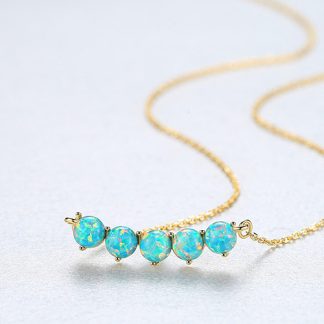 Classic Created Opal Beads 925 Sterling Silver Necklace