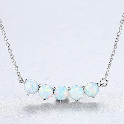 Classic Created Opal Beads 925 Sterling Silver Necklace
