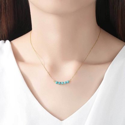 Classic Created Opal Beads 925 Sterling Silver Necklace