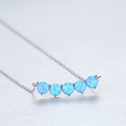 Classic Created Opal Beads 925 Sterling Silver Necklace