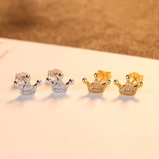 Party CZ Crown Queen 925 Sterling Silver Stud Earring