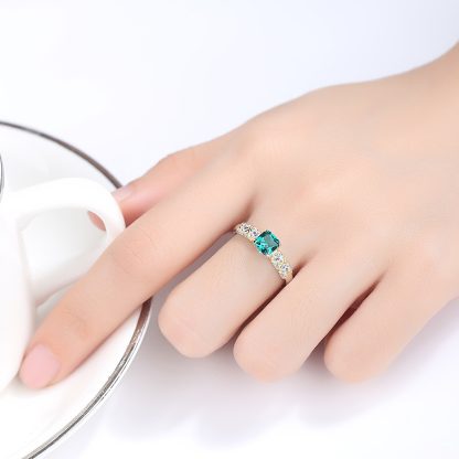 Holiday Geometry CZ Square 925 Sterling Silver Ring