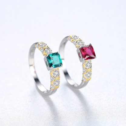 Holiday Geometry CZ Square 925 Sterling Silver Ring