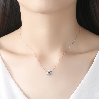 Friend's Created Opal Sunflower 925 Sterling Silver Necklace
