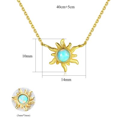 Friend's Created Opal Sunflower 925 Sterling Silver Necklace